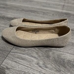 De Blossom Collection Gold Glitter‎ Ballet Flats Shoes Size 8 Women Party